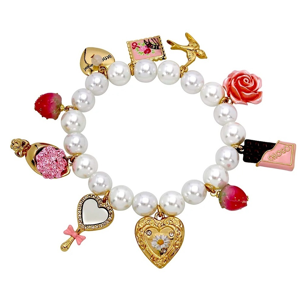 Betsey Johnson Sweetheart Charm Stretch Bracelet New